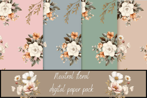 Download Neutral Tones Floral Digital Paper Pack - Neutral tones Collection