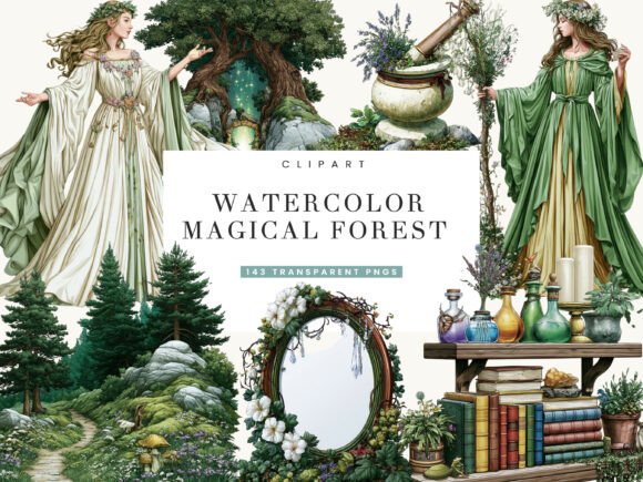 Download Watercolor Magical Forest Clipart - Forest clipart Collection